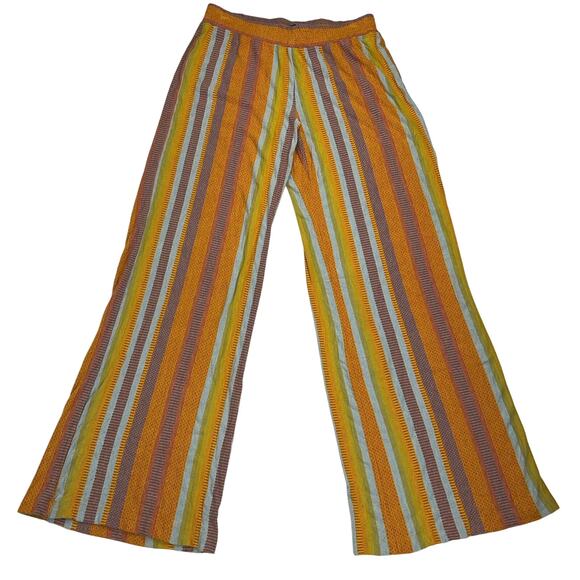 Anthropologie Drew Wide Leg Multi Stripe Pants Boho CA80904 Agave Size S - Picture 1 of 9